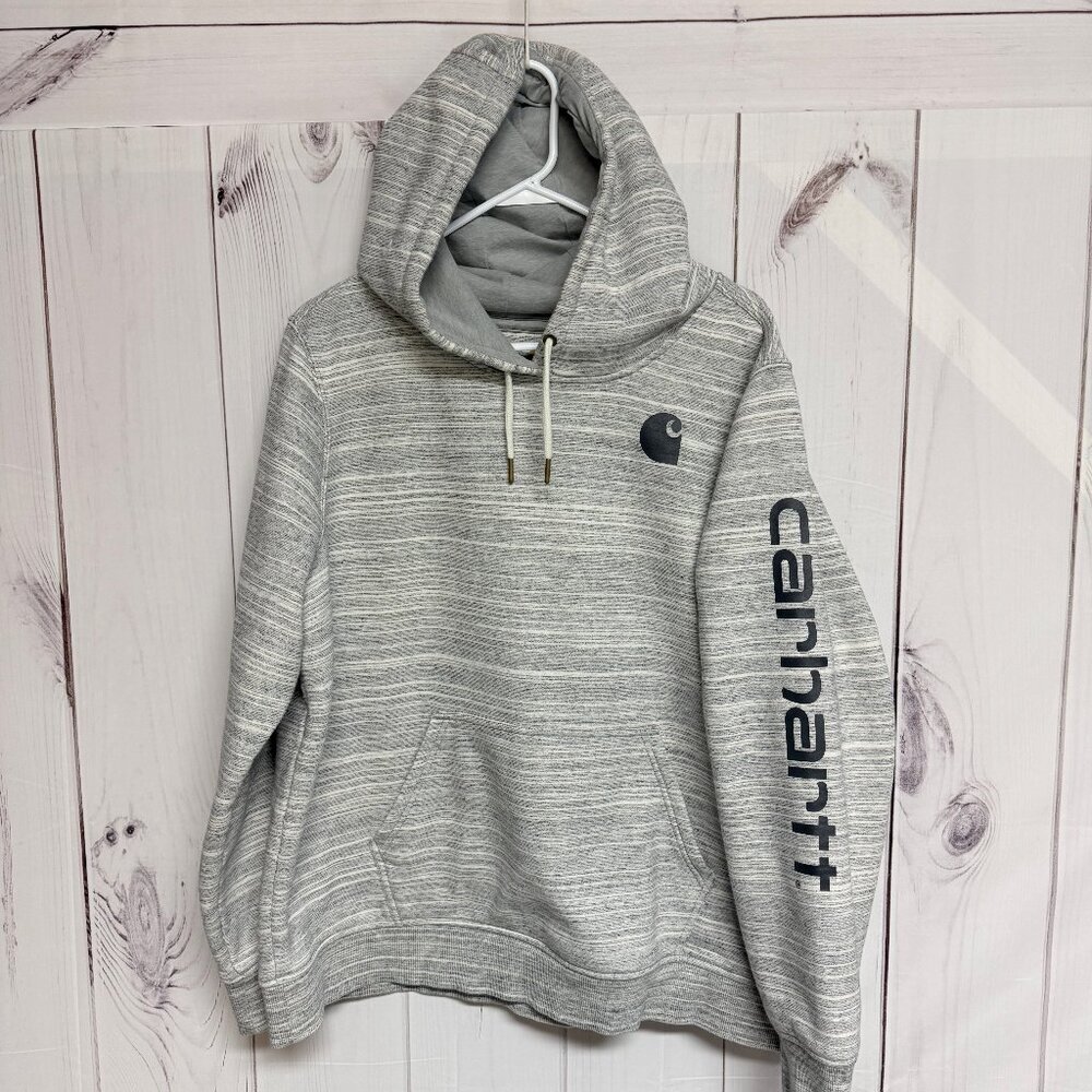 Carhartt Women’s Clarksburg Graphic Sleeve Hoodie XXL Gray EUC
